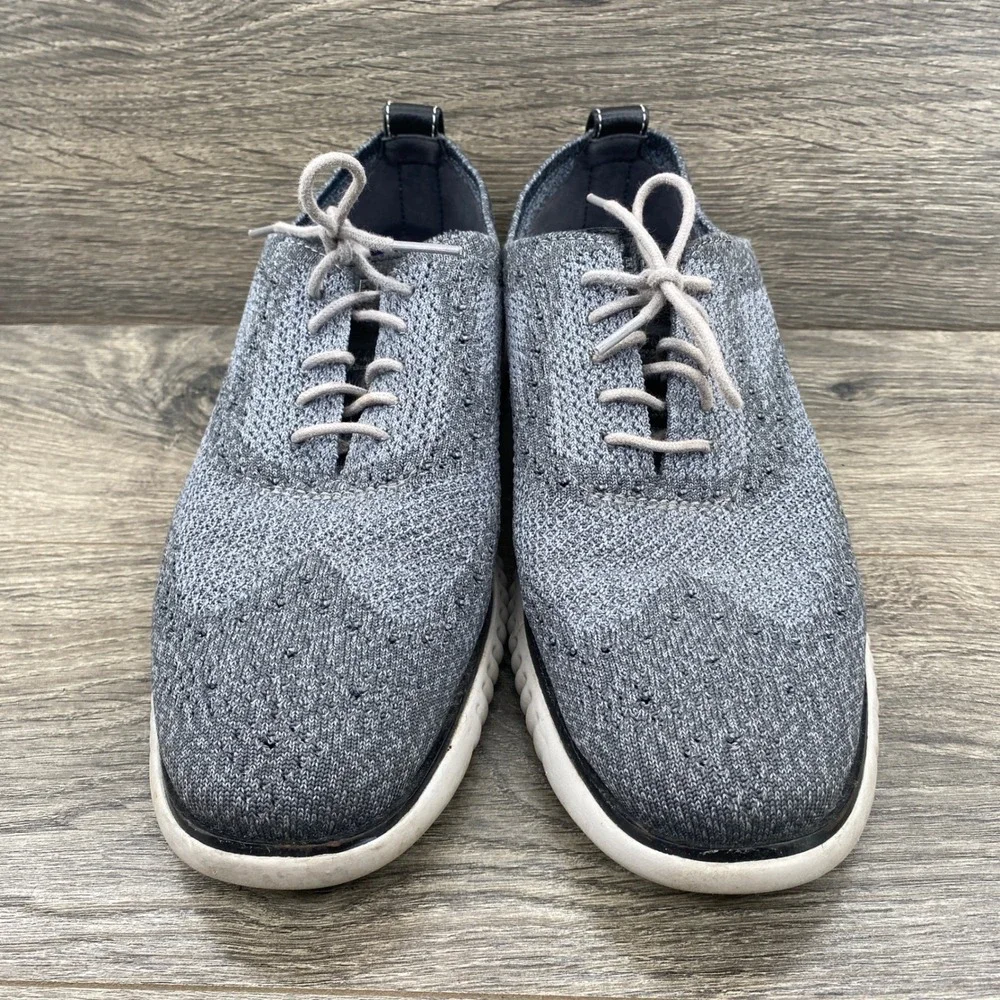 Cole Haan Zerogrand Wingtip Oxford Mens 9 Grey Stitchlite Knit C27566 Sneaker